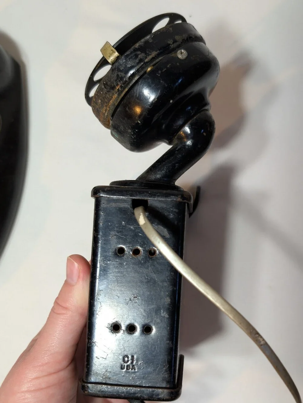 Antique Western Electric Black Rotary Dial Space Saver Wall Mount Phone C1 VTG